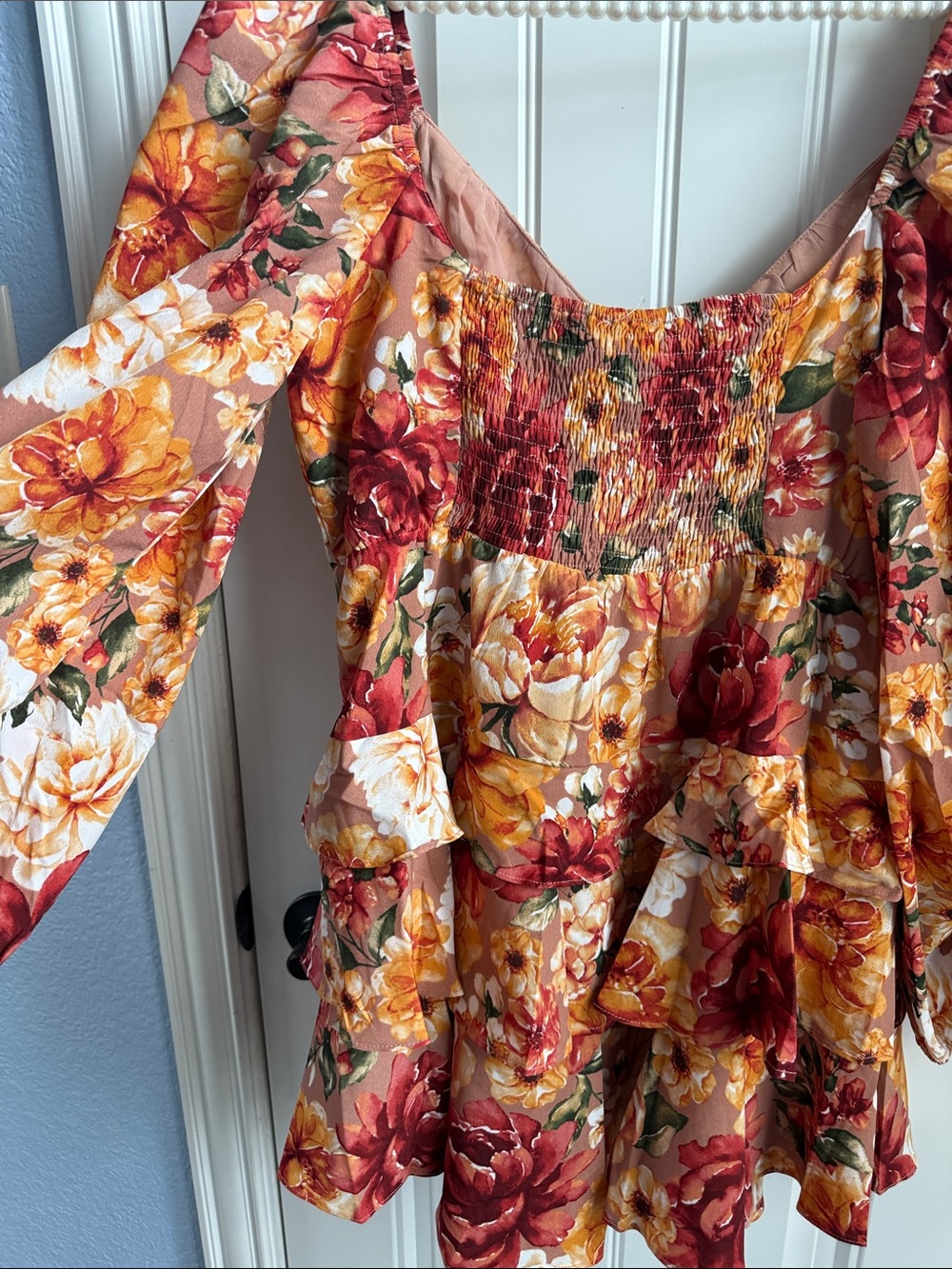 Buddy Love Floral Mini Dress in Red, Yellow, Cream - Picture 9 of 10